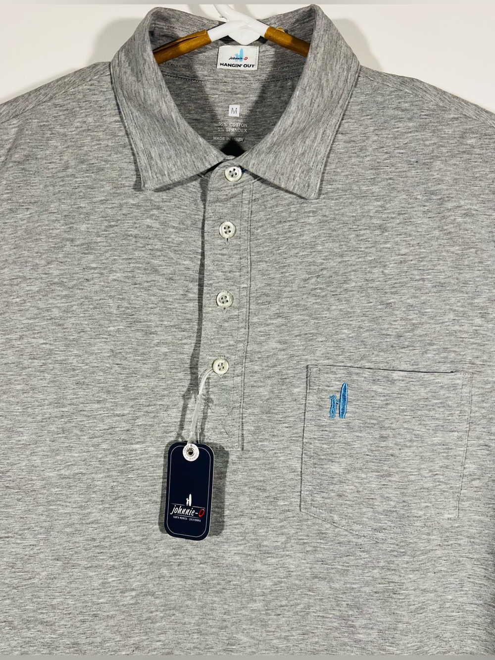 Johnnie O Hangin Out Men’s Polo Golf Surf Shirt Heather Gray Size Medium NWT - Picture 5 of 11